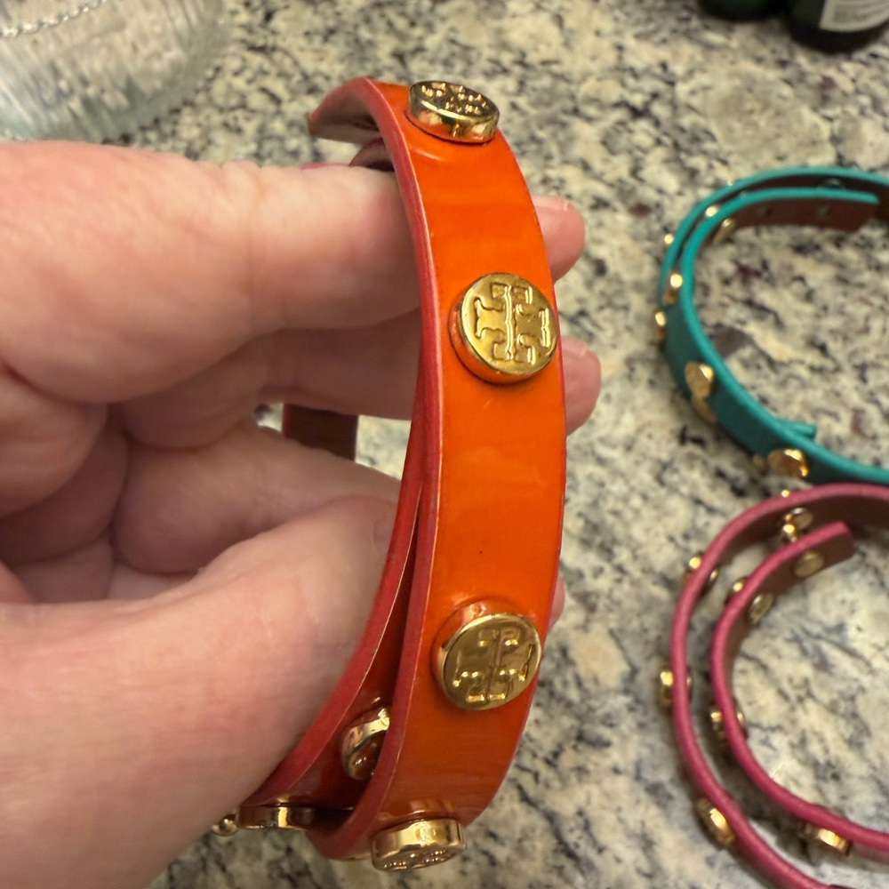 Tory Burch Vibrant Orange and Gold Bracelet